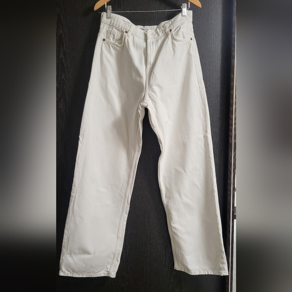 Zara White Flare & Wide Leg Jeans